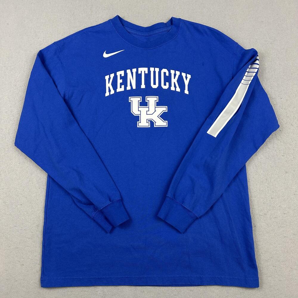 Kentucky Wildcats Shirt Men Medium Blue Nike NCAA Basketball Long Sleeve Tee M
